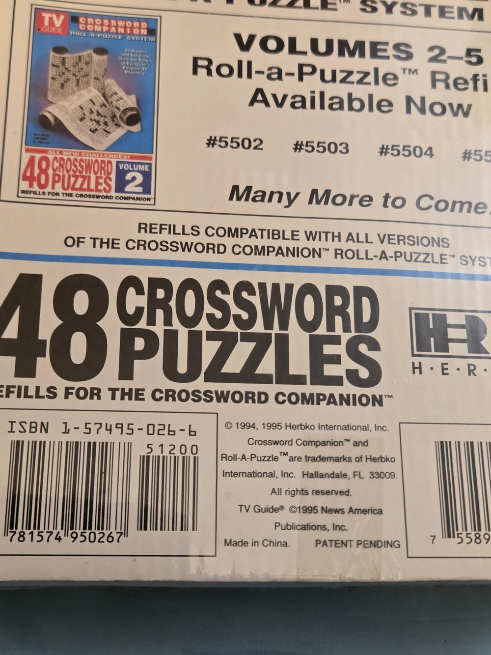 Vintage TV Guide Crossword Companion Roll-a-Puzzle Refills Volume 4 New Sealed